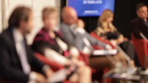 Round table, political event or business conference Video stock 254404642