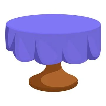 Round table with purple tablecloth covering top standing on one leg Stock Illustration