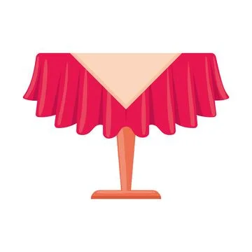 Round table with red draped tablecloth Vector Stock Illustration