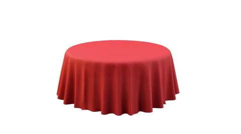 Round Table with Red Tablecloth. Isolated illustration on a white background. Stock Illustration