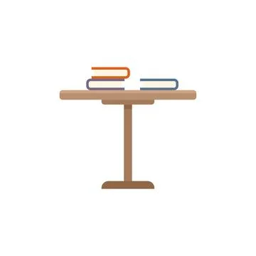 Round table standing with books on top flat vector illustration Stock Illustration