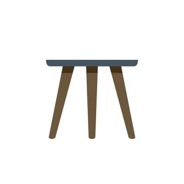 Round table with three wooden legs standing on white background Stock Illustration