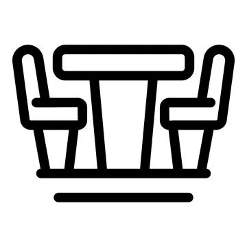 Round table with two chairs icon, furniture for cafe or restaurant Stock Illustration