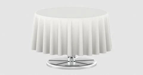 Round table with white tablecloth rotation animation seamlessly loopable. 3.. Stock Footage 327325742