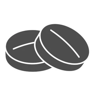 Round tablet solid icon. Medicine pills vector illustration isolated on white Stock Illustration