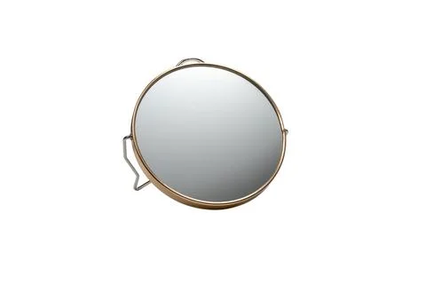 Round tabletop mirror isolated. Stock Photos