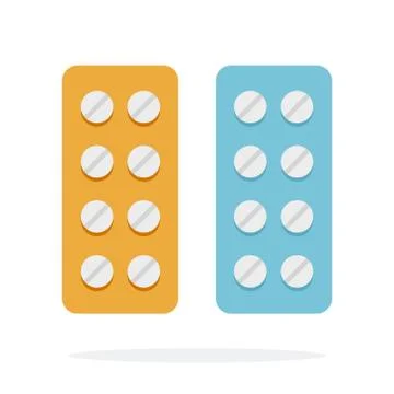 Round tablets vector flat material design isolated object on white background. Stock Illustration