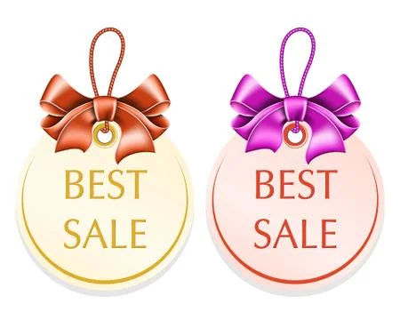Round tag with bow Stock Illustration