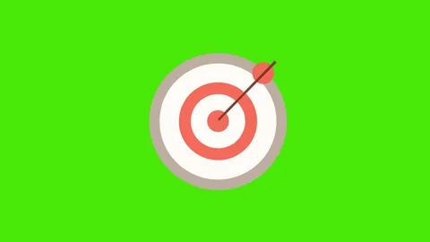 Round target with an arrow in the center, isolated on a green background Stock Footage 287874106