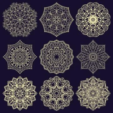Round template for embroidery. Stock Illustration