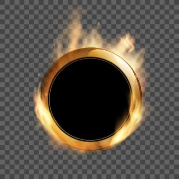 Round template empty frame burns with flame Illustrazione stock