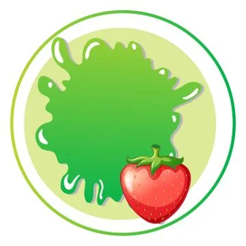 A round template with a strawberry Stock Illustration