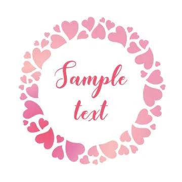 Round tender frame of pink gradient hearts. Vector valentines day background. Stock Illustration