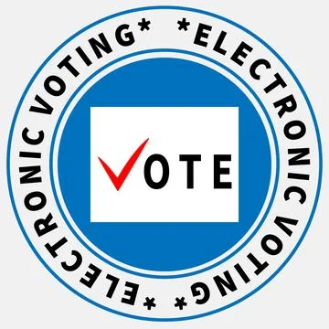 Round text ELECTRONIC VOTING and word VOTE on deed Stock Illustration