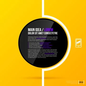 Round text frame template on bright yellow background in modern corporate sty Stock Illustration