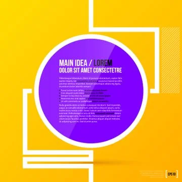 Round text frame template on bright yellow background in modern corporate sty Stock Illustration