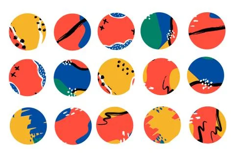 Round texture and abstract icons for social media story Stock Illustration