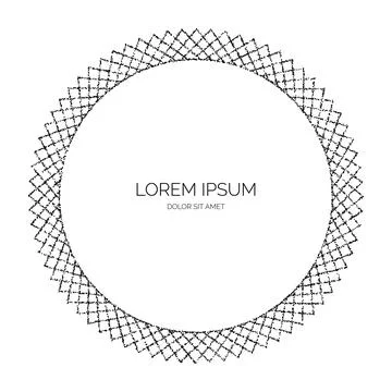 Round textured frame. Black stipple dots circle separator and divider. Dotted Stock Illustration