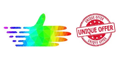 Round Textured Unique Offer Stamp Seal With Vector Triangle Filled Moving Hand 스톡 일러스트