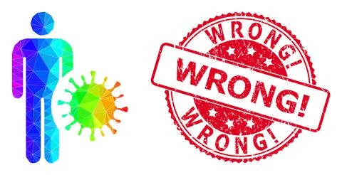 Round Textured Wrong! Seal with Vector Triangle Filled Infected Man Icon with Stockillustratie