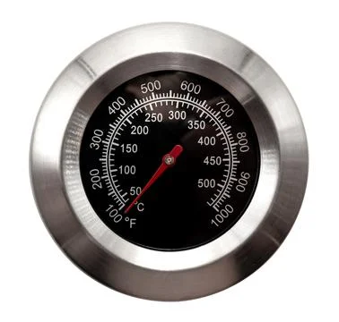 Round thermometer on a white background. Temperature measuring device isolate Stock Photos