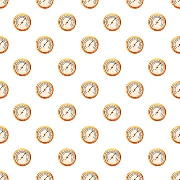 Round thermometers with pointer creating seamless pattern Stock Illustration