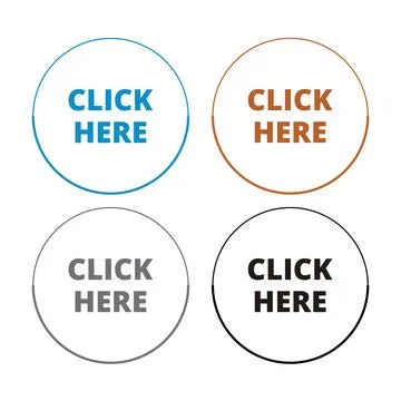 Round thin click here button on a white background 스톡 일러스트