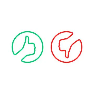 Round thin line thumbs up and down logo Stock Illustration