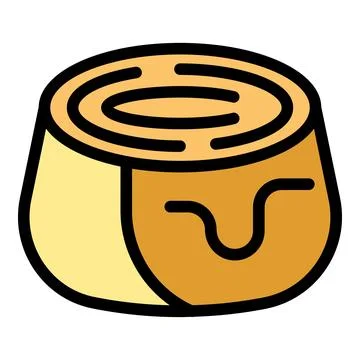 Round timber log showing growth rings in simple cartoon style Stock Illustration