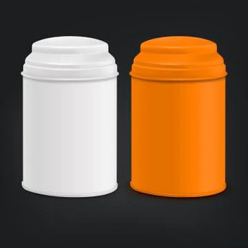 Round tin packaging set in white and orange Stock Illustration