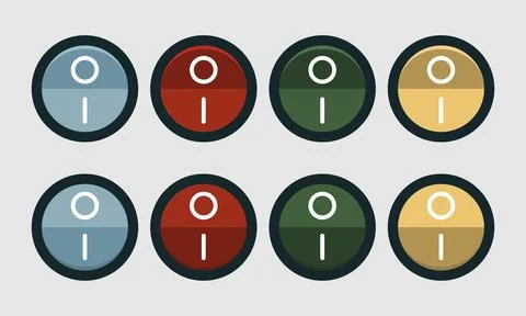 Round toggle switch set isolated on grey Stock Illustration