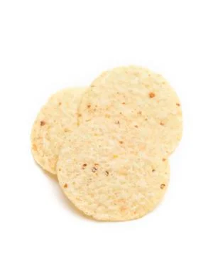 Round Tortilla Corn Chips on a White Background Stock Photos