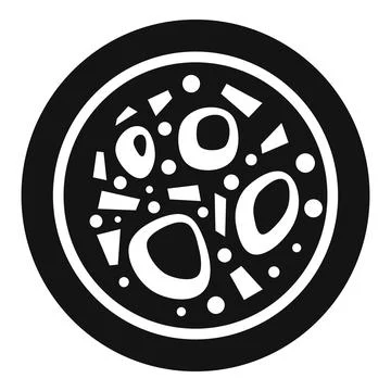 Round tray with abstract pattern representing pizza with ingredients like olives Stock Illustration