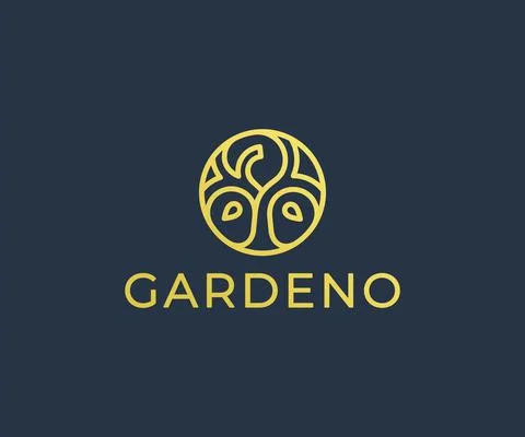 Round tree logo design. Abstract circle tree with branch and leaves vector Stock Illustration