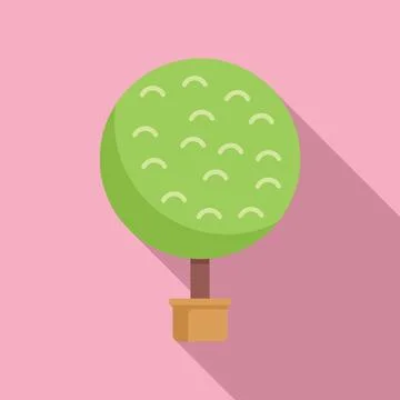 Round tree pot icon flat vector. Task energy service Illustrazione stock
