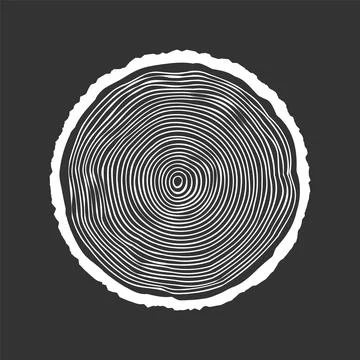 Round tree trunk cut, sawn pine or oak slice. Saw cut timber, wood. White wooden Stock Illustration