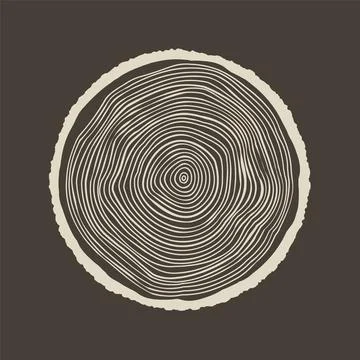 Round tree trunk cut, sawn pine or oak slice. Saw cut timber, wood. Brown wooden 스톡 일러스트