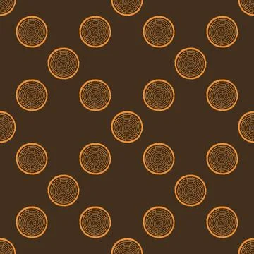 Round Tree Trunk Cuts vector concept brown seamless pattern Stock Illustration