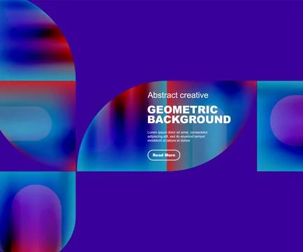 Round triangle and round square composition geometric background Stock Illustration