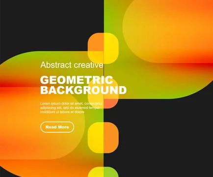 Round triangle and round square composition geometric background Stock Illustration