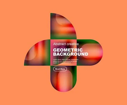 Round triangle and round square composition geometric background Stock Illustration