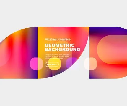Round triangle and round square composition geometric background Stock Illustration