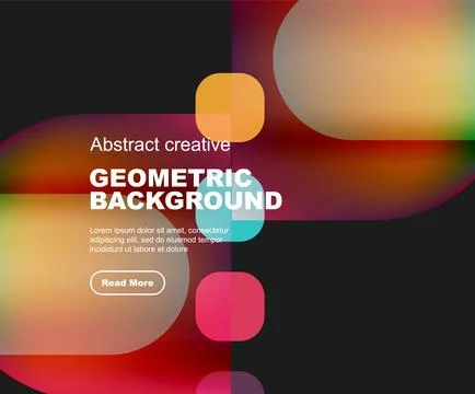 Round triangle and round square composition geometric background Stock Illustration
