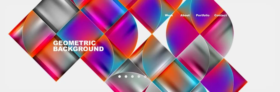 Round triangles and squares web site page template. Vector Illustration For Stock Illustration