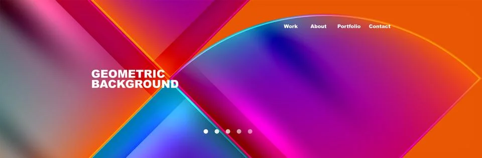 Round triangles and squares web site page template. Vector Illustration For Stock Illustration