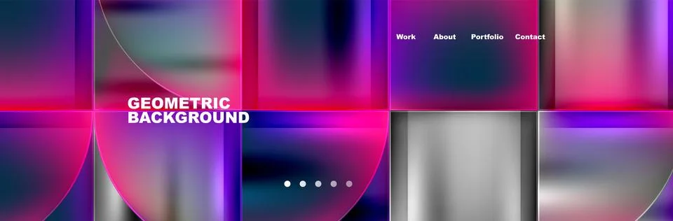 Round triangles and squares web site page template. Vector Illustration For Stock Illustration