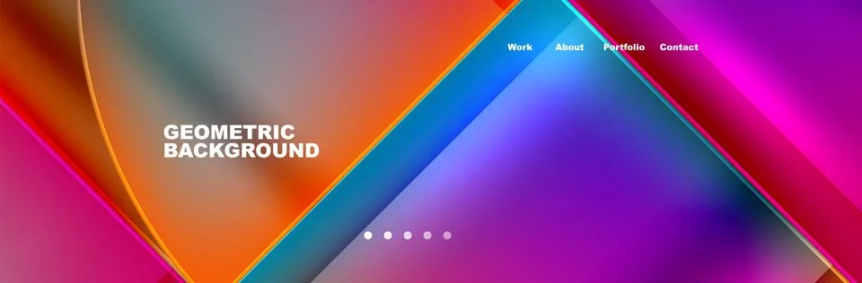 Round triangles and squares web site page template. Vector Illustration For Stock Illustration