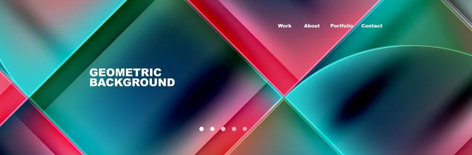 Round triangles and squares web site page template. Vector Illustration For Stock Illustration