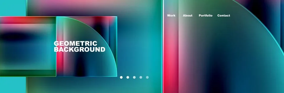 Round triangles and squares web site page template. Vector Illustration For Stock Illustration