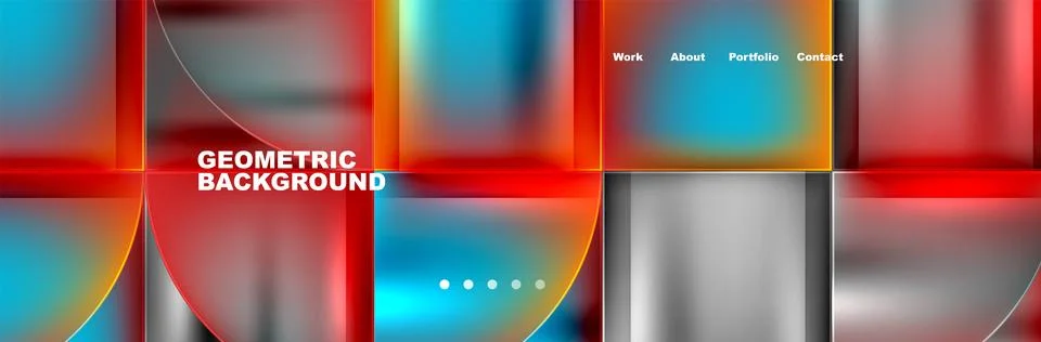 Round triangles and squares web site page template. Vector Illustration For Stock Illustration